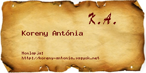Koreny Antónia névjegykártya